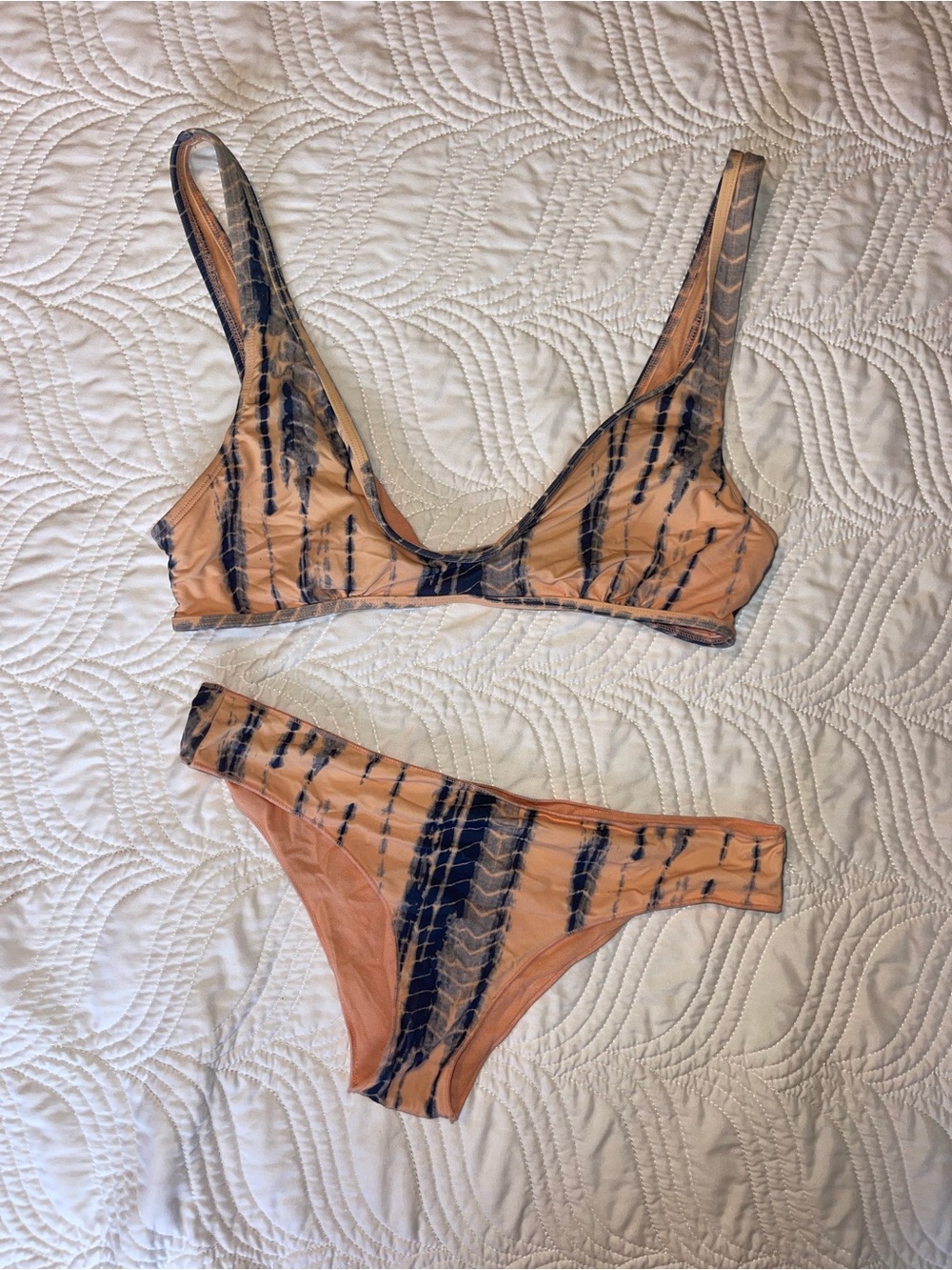 Tie-Dye Peach & Blue Bikini Set - Women’s Swim